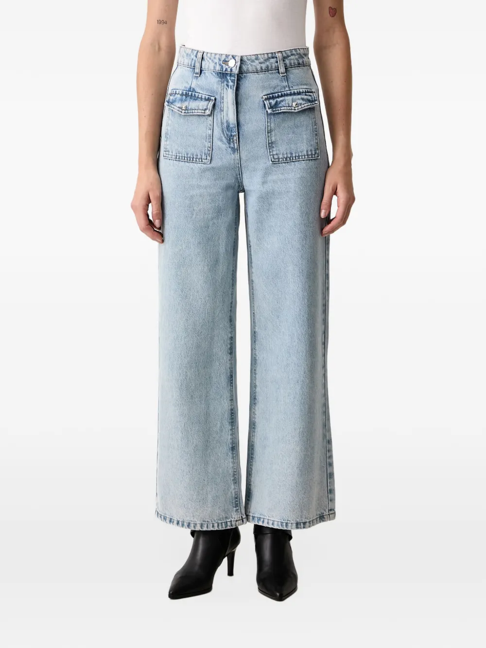 Morgan flap-pocket wide-leg jeans - Blu