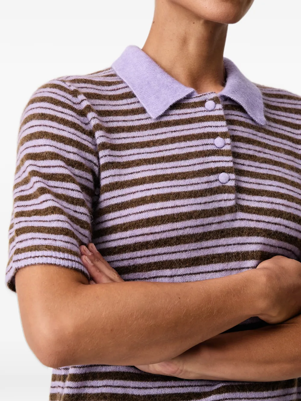 Mos Mosh MMMilvi gestreept poloshirt Paars