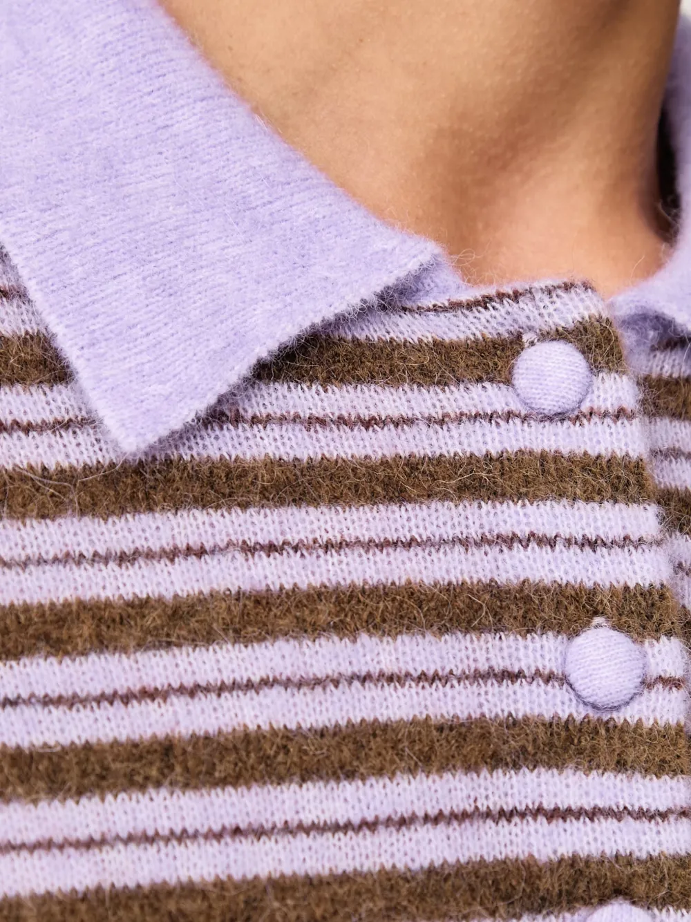 Mos Mosh MMMilvi gestreept poloshirt Paars