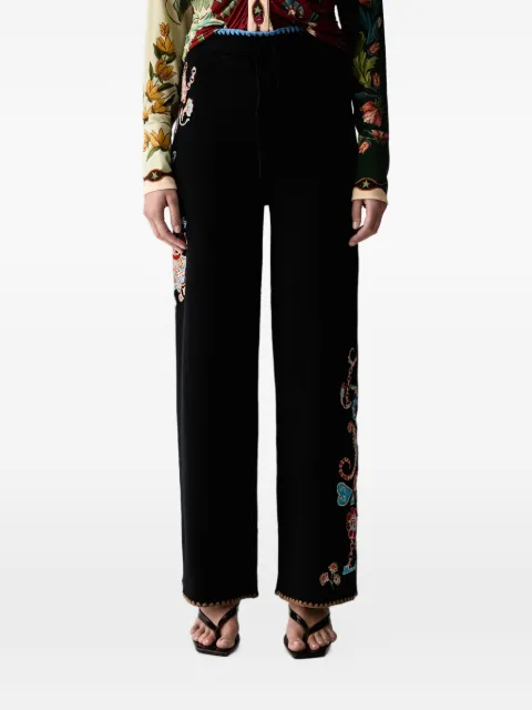 NEVER FULLY DRESSED embroidered drawstring knitted trousers