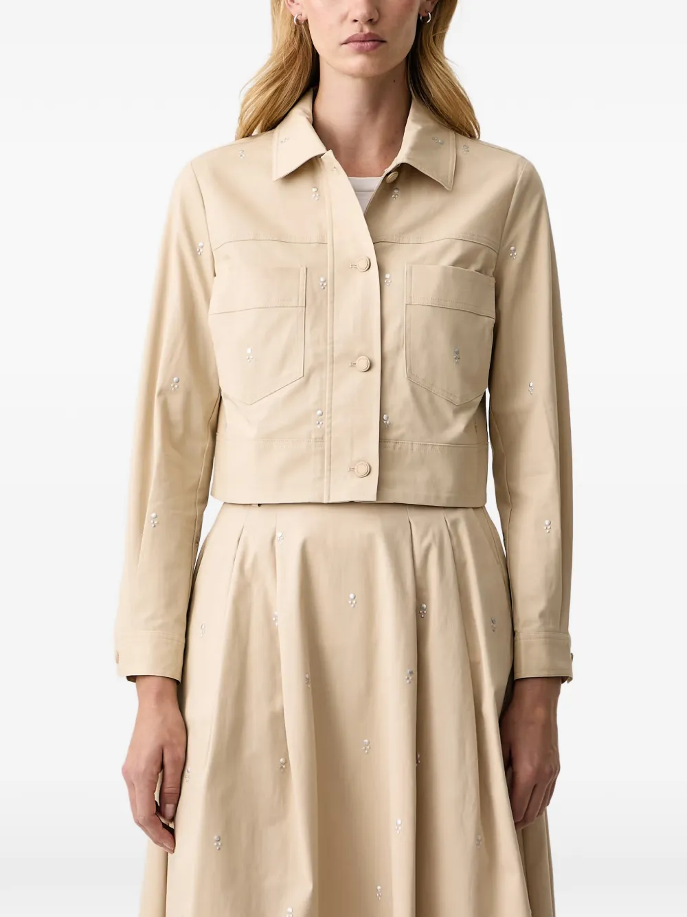 Morgan embellished cropped jacket - Toni neutri