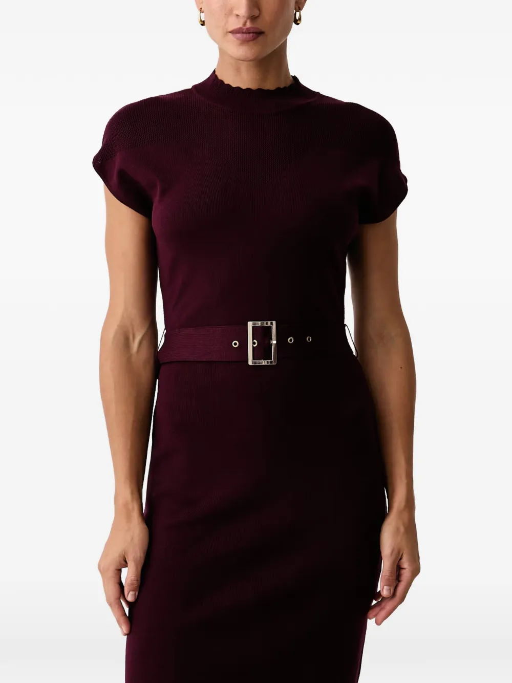 Morgan belted scallop-trim mini dress - Viola