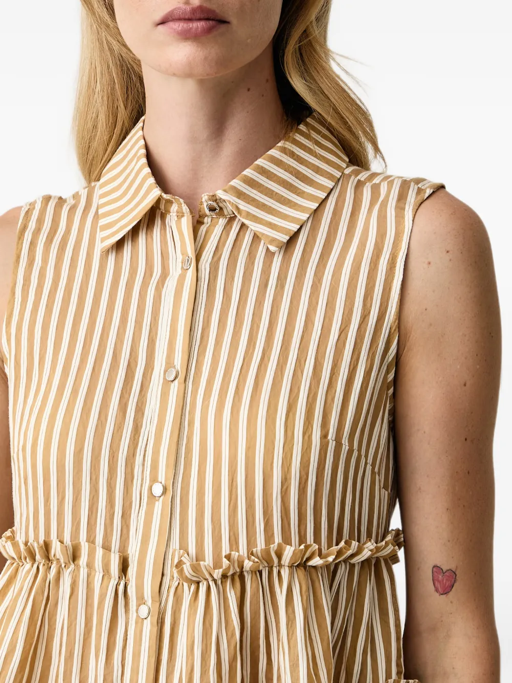 Morgan ruffled sleeveless shirt Geel