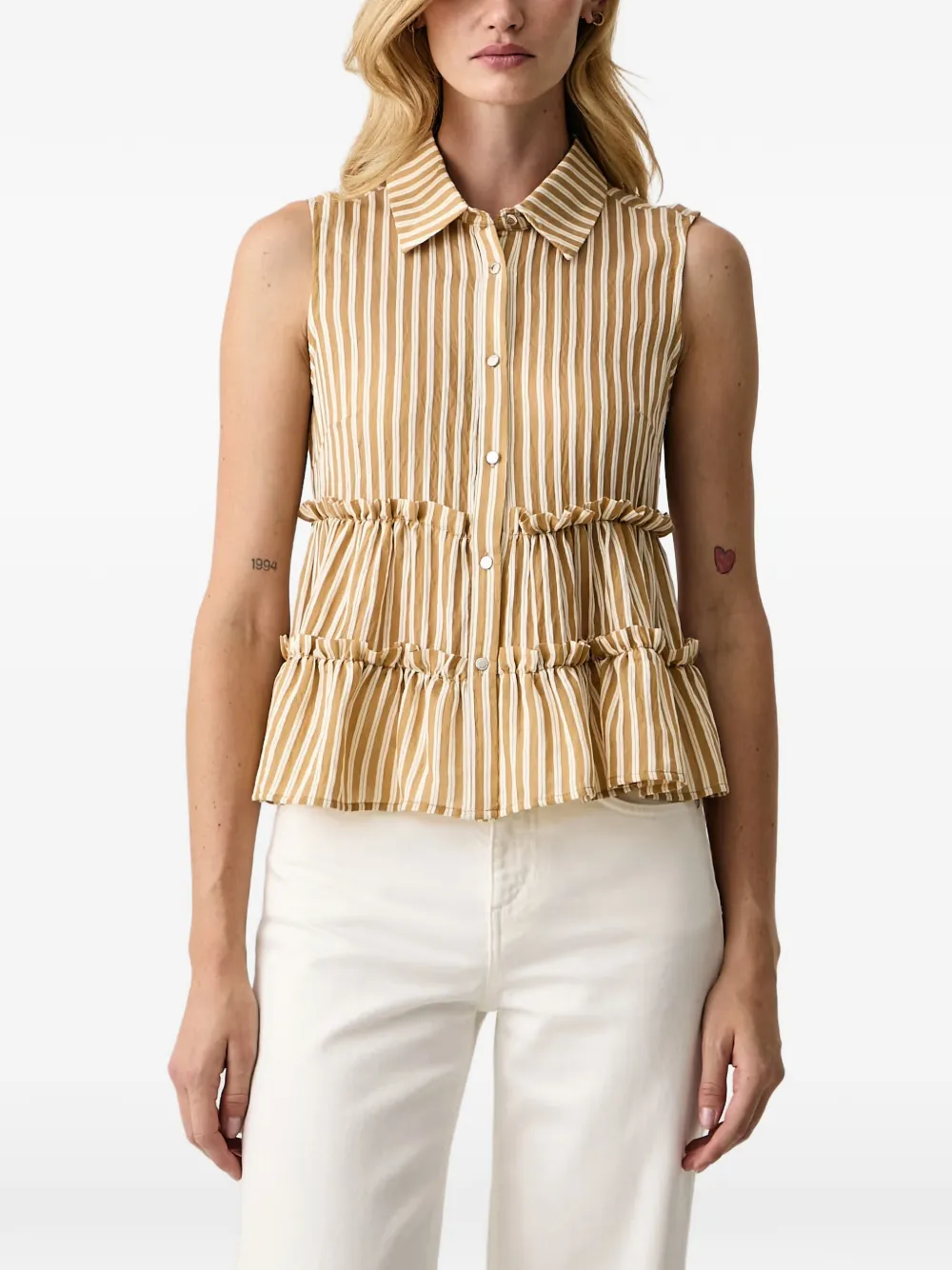 Morgan ruffled sleeveless shirt - Giallo