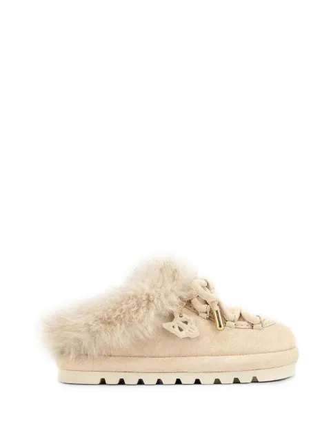 NAKED WOLFE slippers Harlow de gamuza y pelo artificial