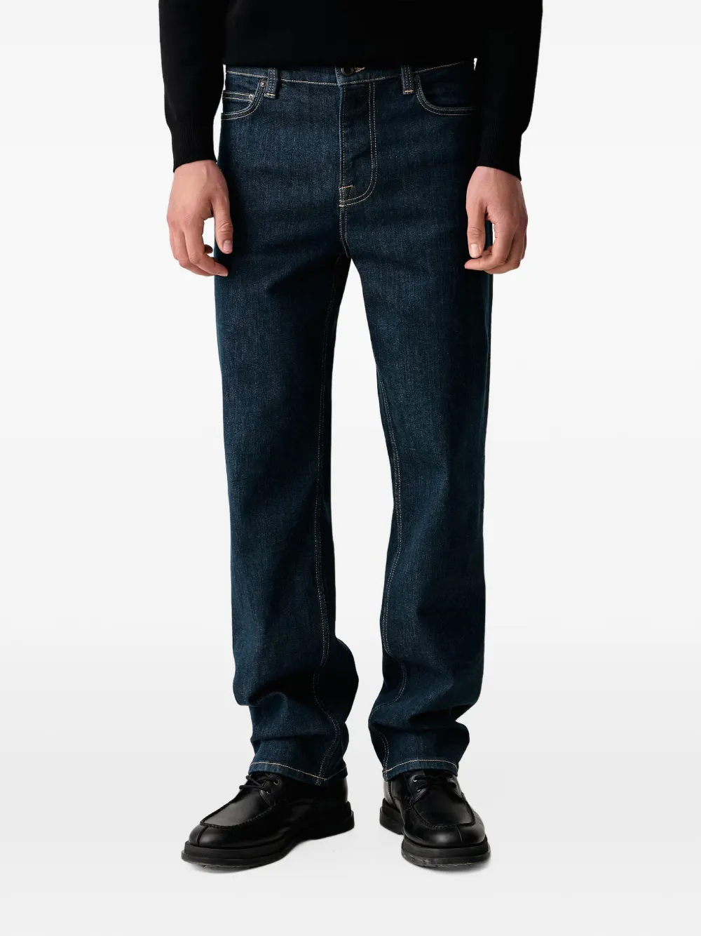Mos Mosh Steve straight-leg logo-patch jeans - Blu