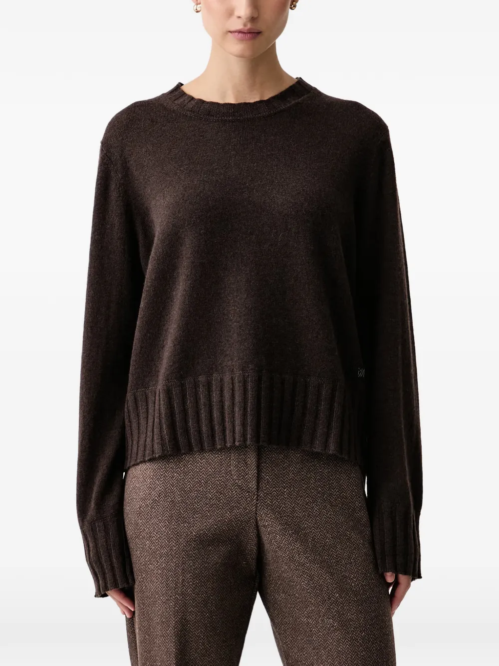 Mos Mosh Moria ribbed-trim sweater - Marrone
