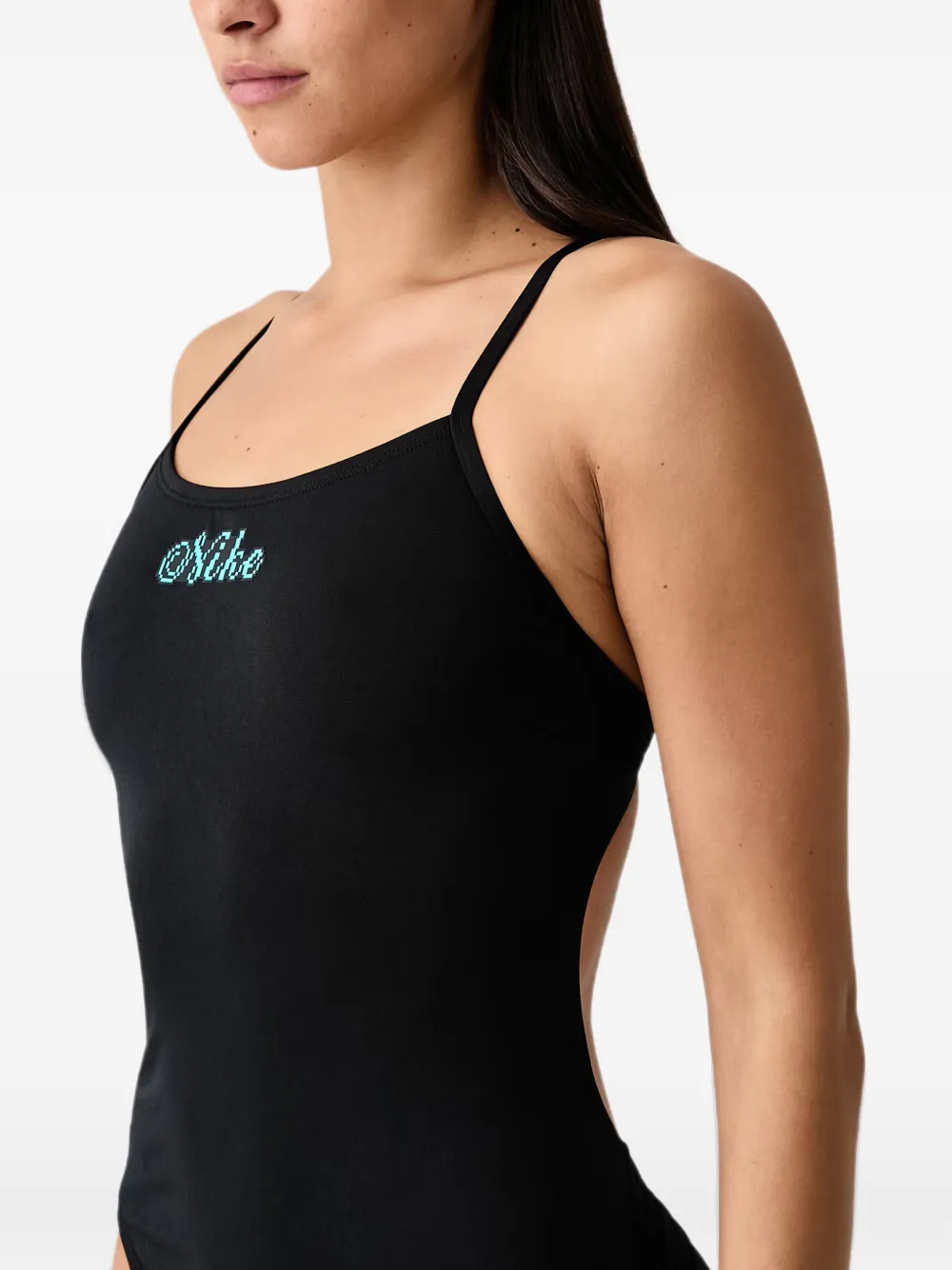 Nike logo-print crossover swimsuit - Nero