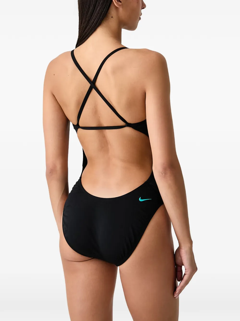 Nike Badpak met gekruiste bandjes en logo-print Zwart