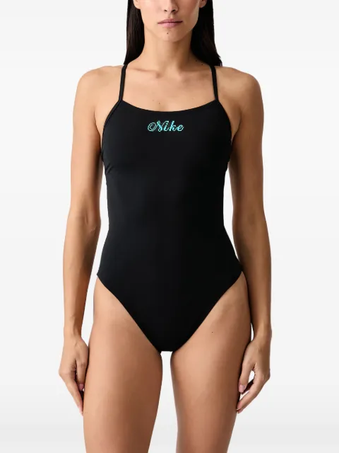 Nike logo-print crossover swimsuit