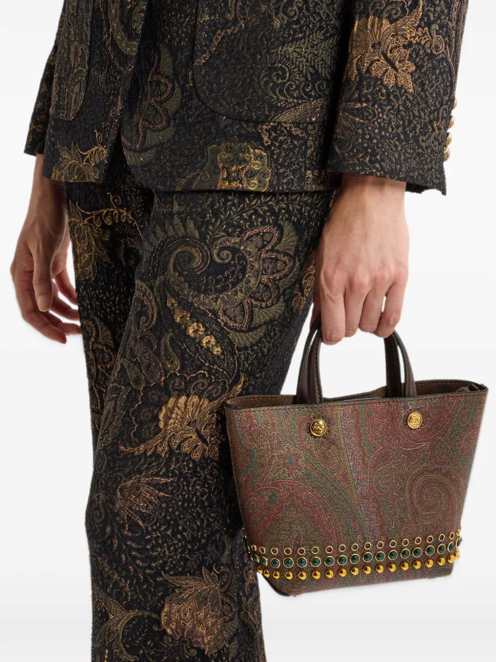 ETRO mini Essential Arnica bag with studs Bruin