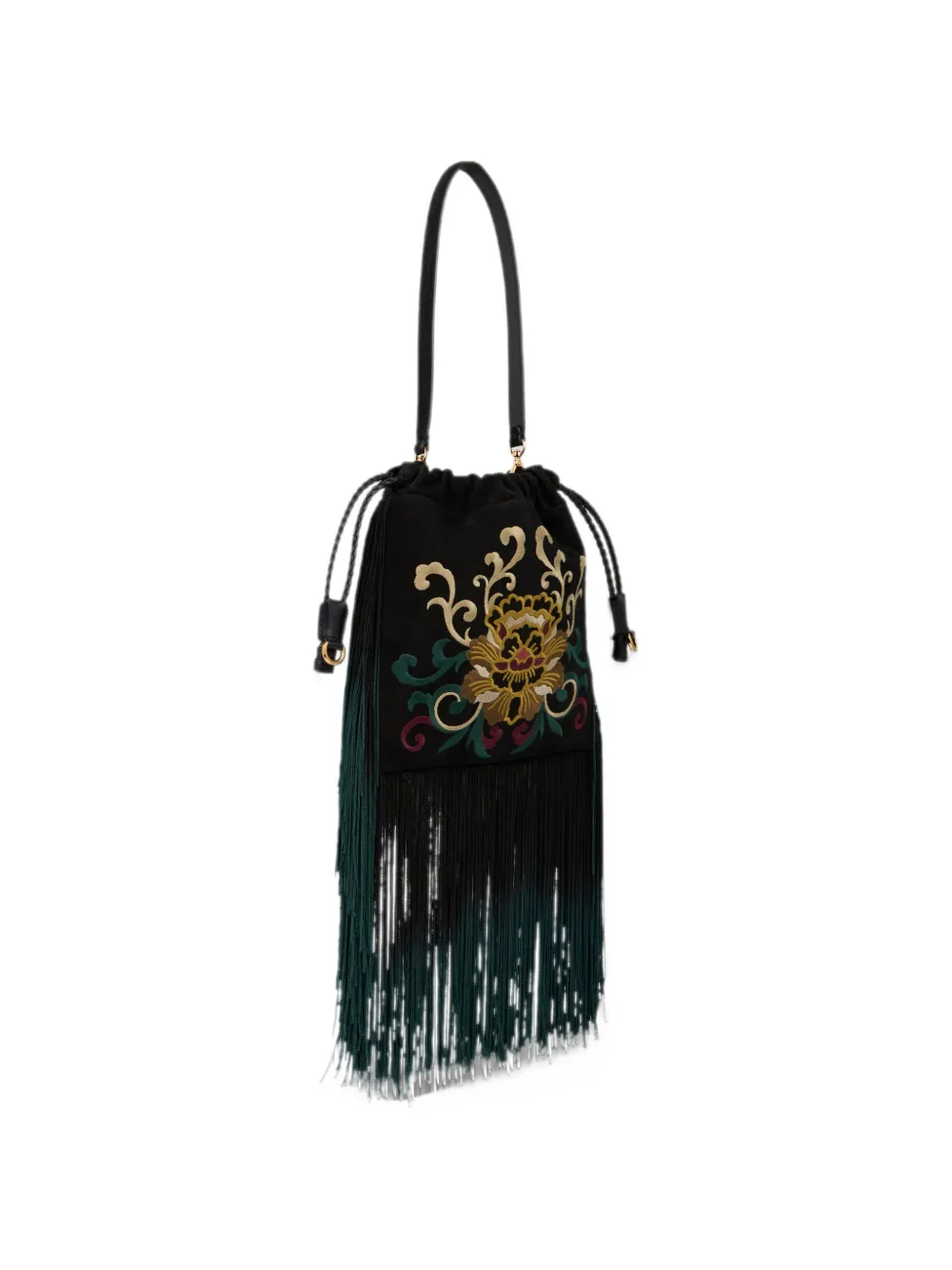 ETRO small suede Kalispera bag with embroidered fringing Zwart