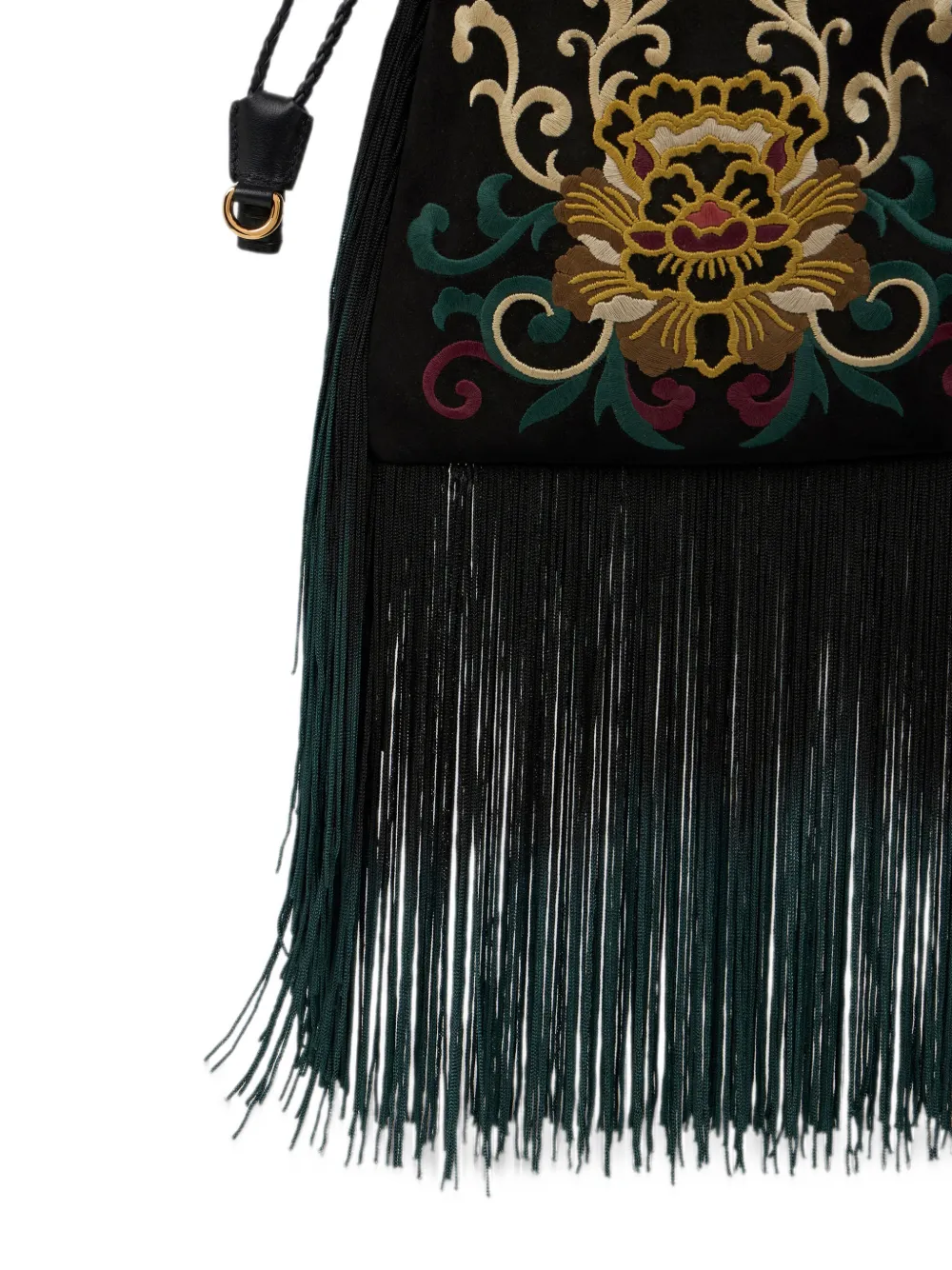 ETRO small suede Kalispera bag with embroidered fringing Zwart