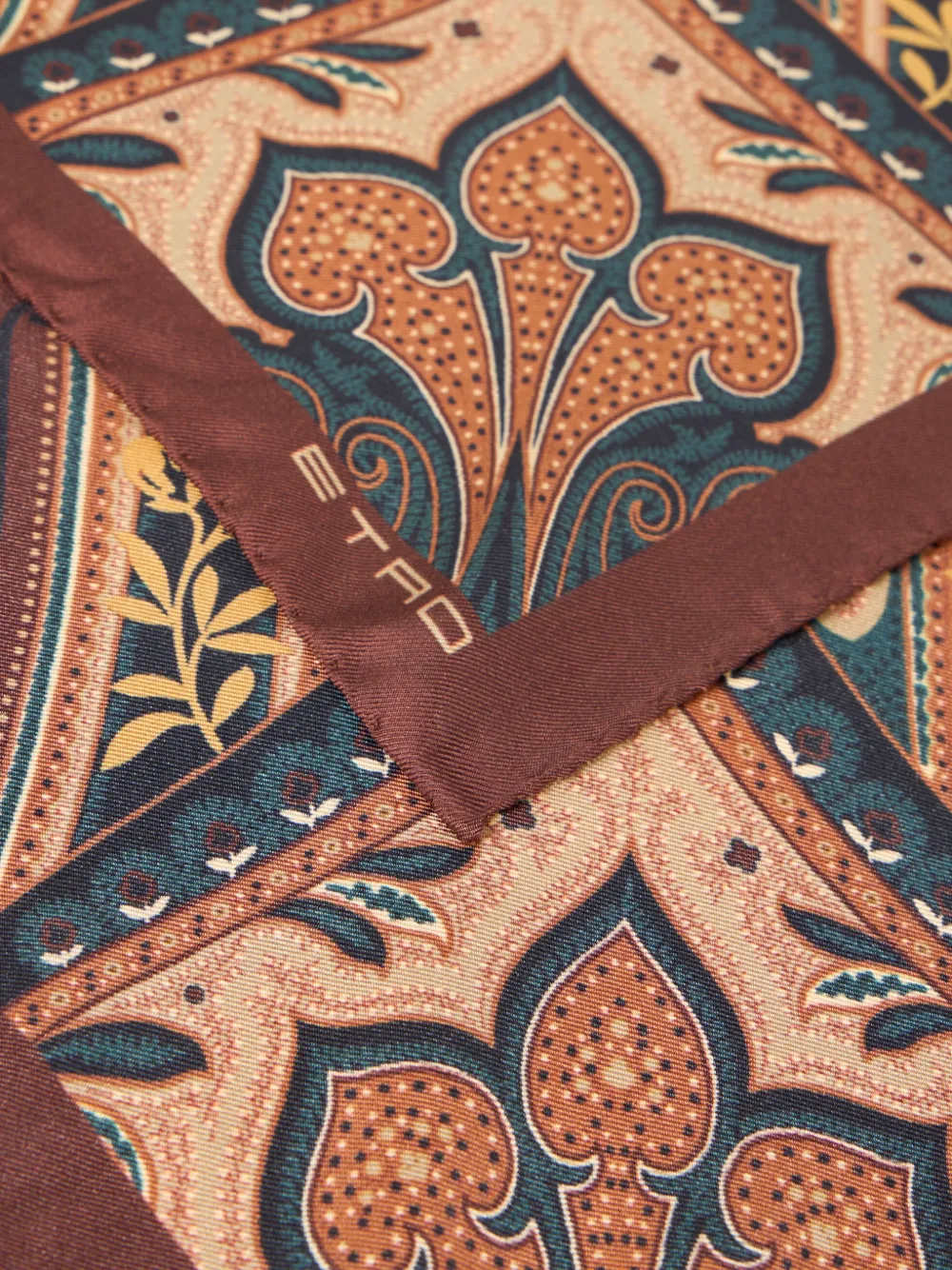 ETRO silk-twill scarf with paisley-motif Bruin
