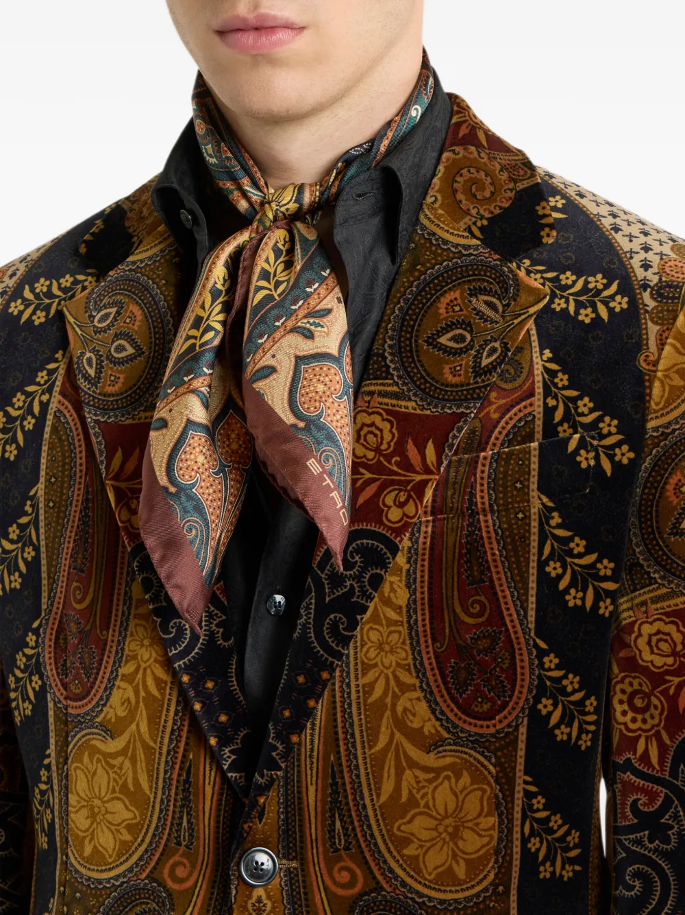 ETRO silk-twill scarf with paisley-motif Bruin
