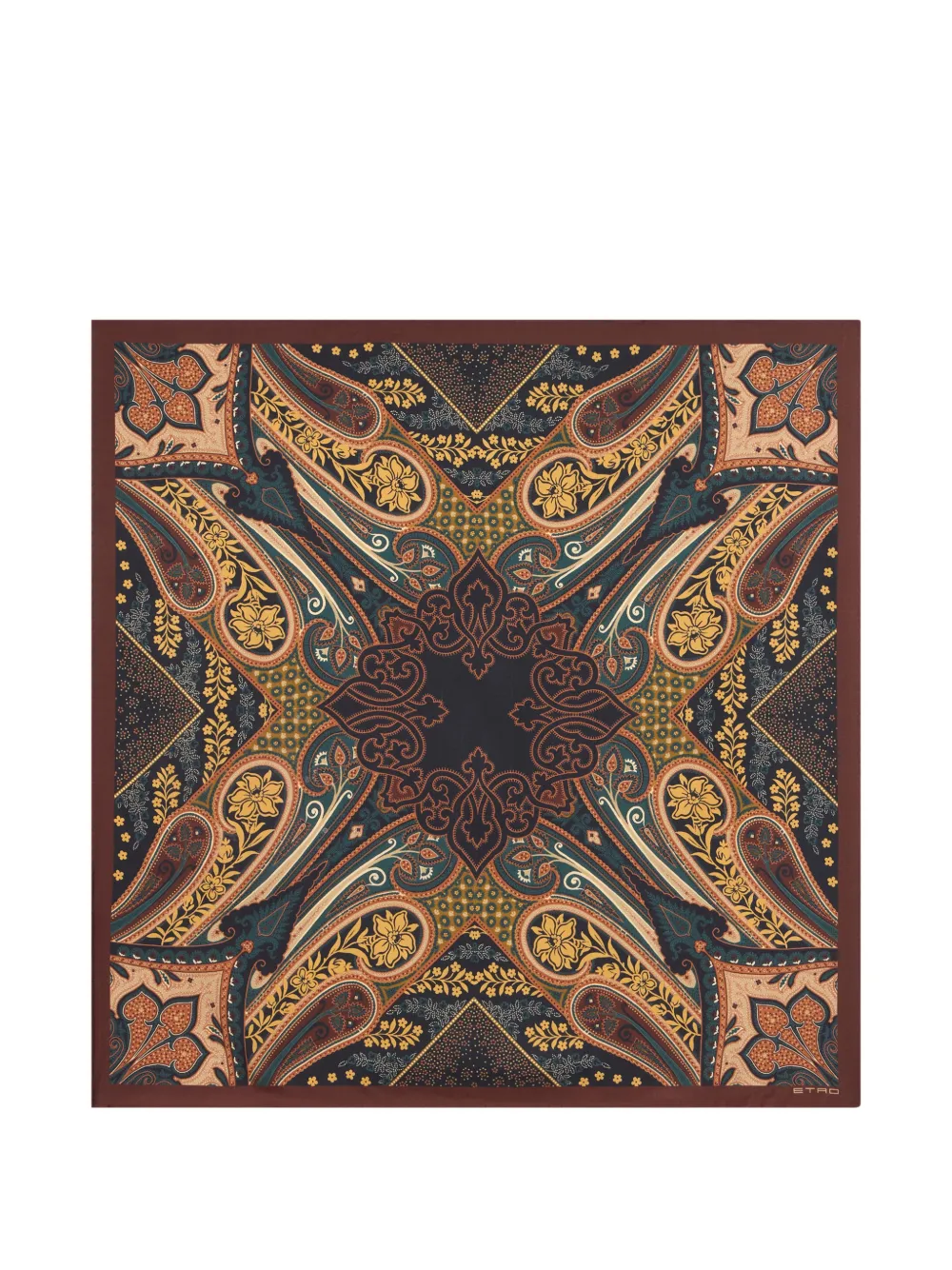 ETRO silk-twill scarf with paisley-motif - Marrone