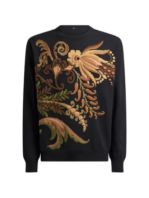 ETRO wool jacquard sweater with floral embroidery