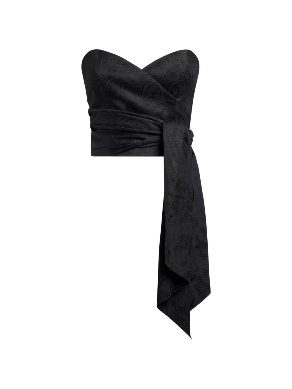 ETRO cotton-blend jacquard bustier top with damask motif - Noir
