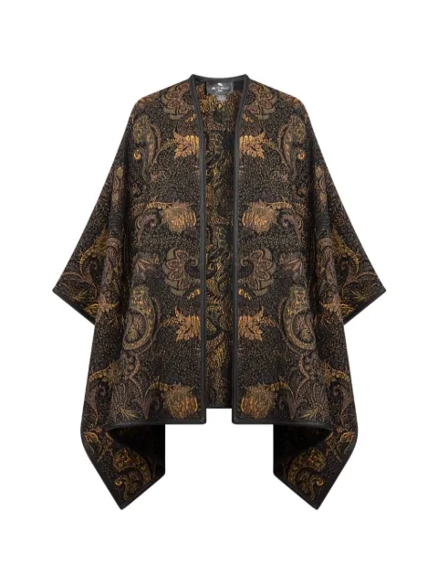 ETRO chenille jacquard cape with floral paisley motif