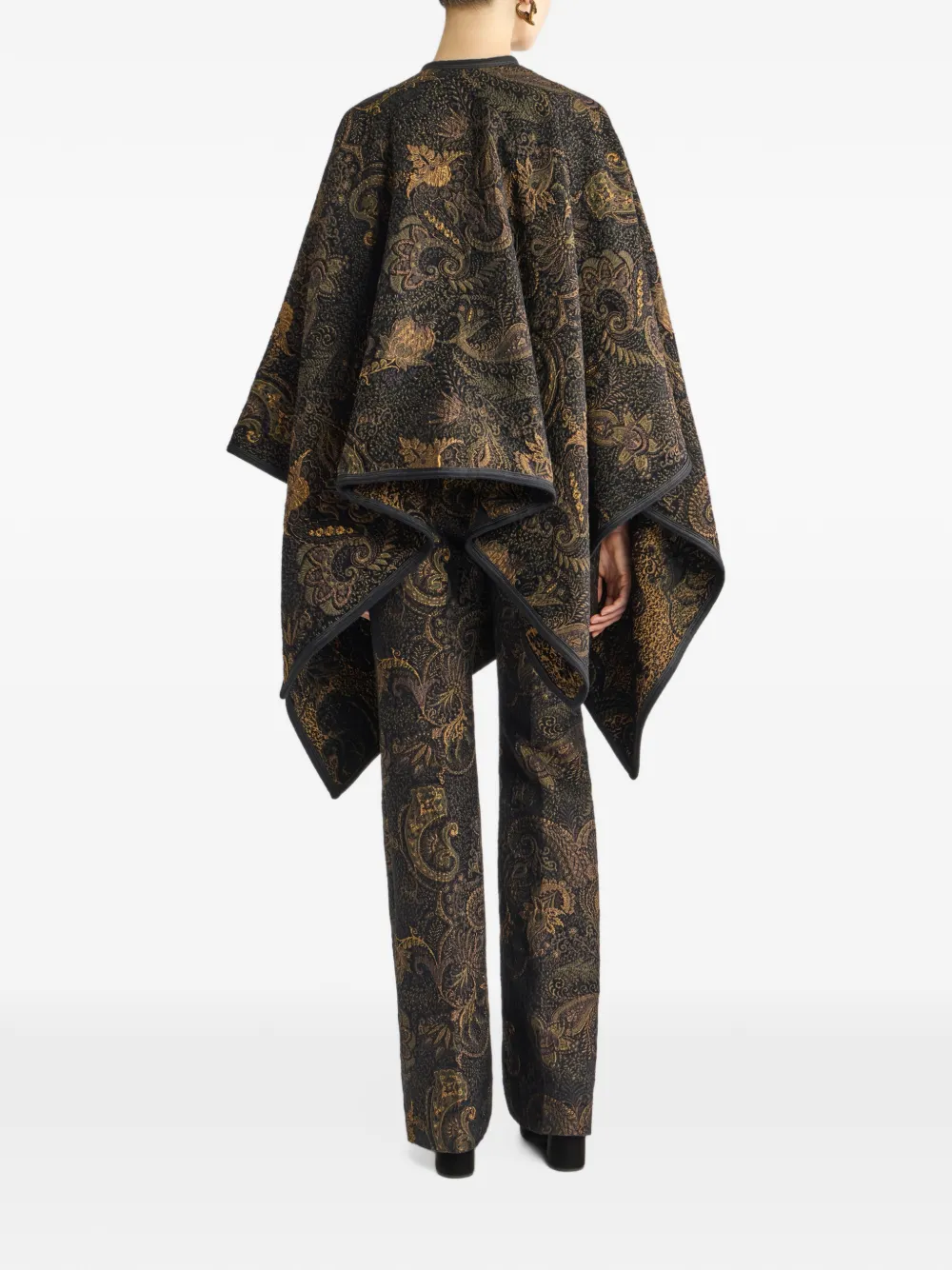 ETRO chenille jacquard cape with floral paisley motif Zwart