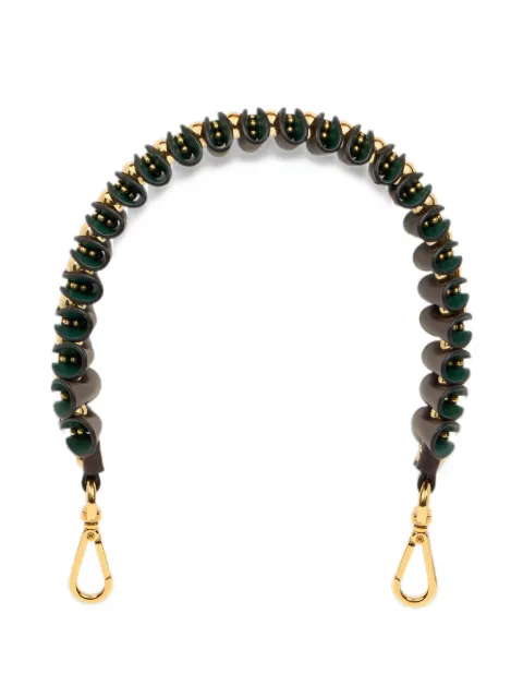 ETRO leather bag handle with gold-tone marbles