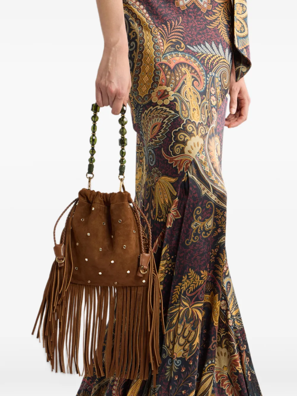ETRO bag handle with faceted stones Groen