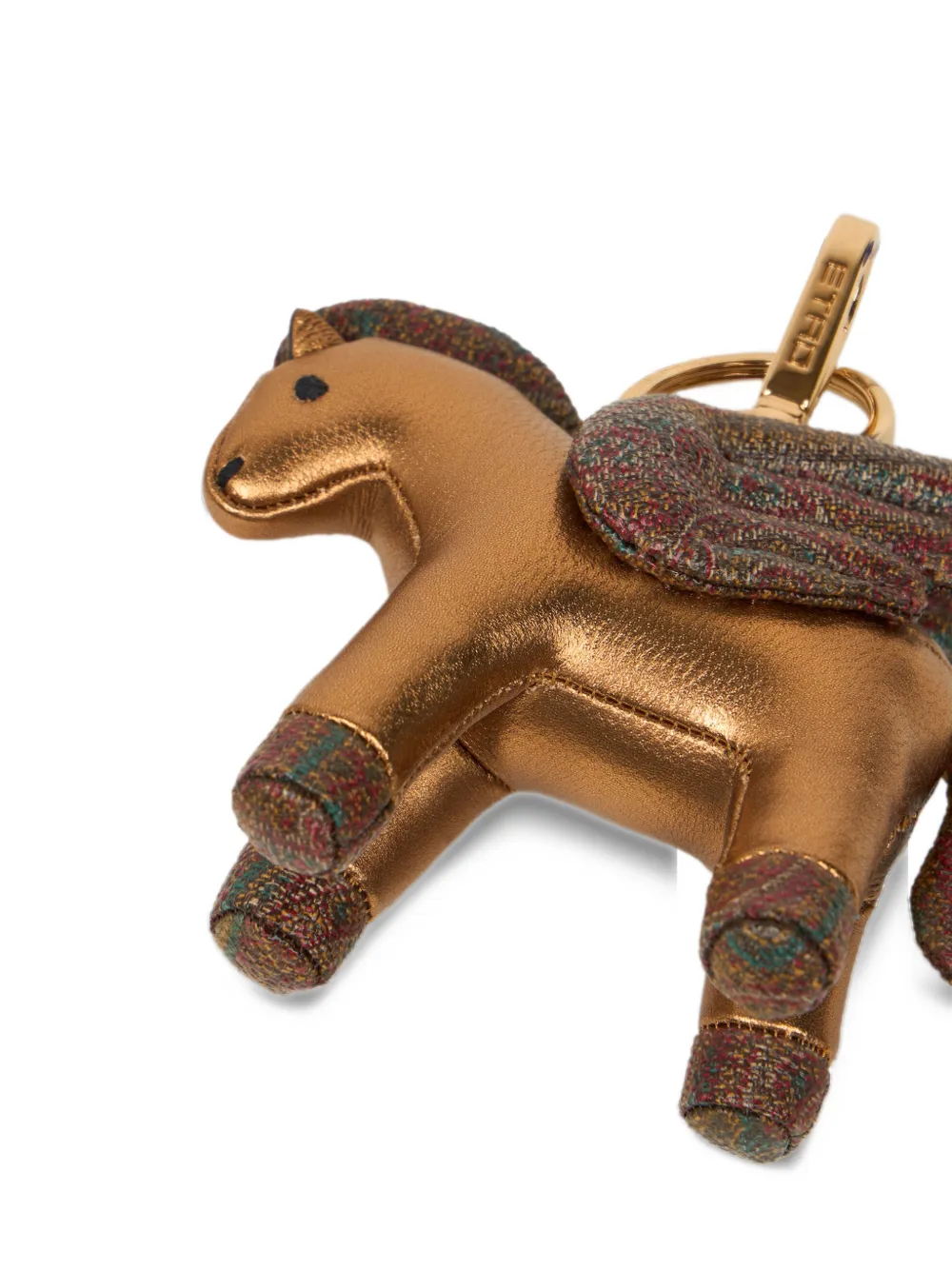 ETRO Pegaso laminated leather bag charm Goud