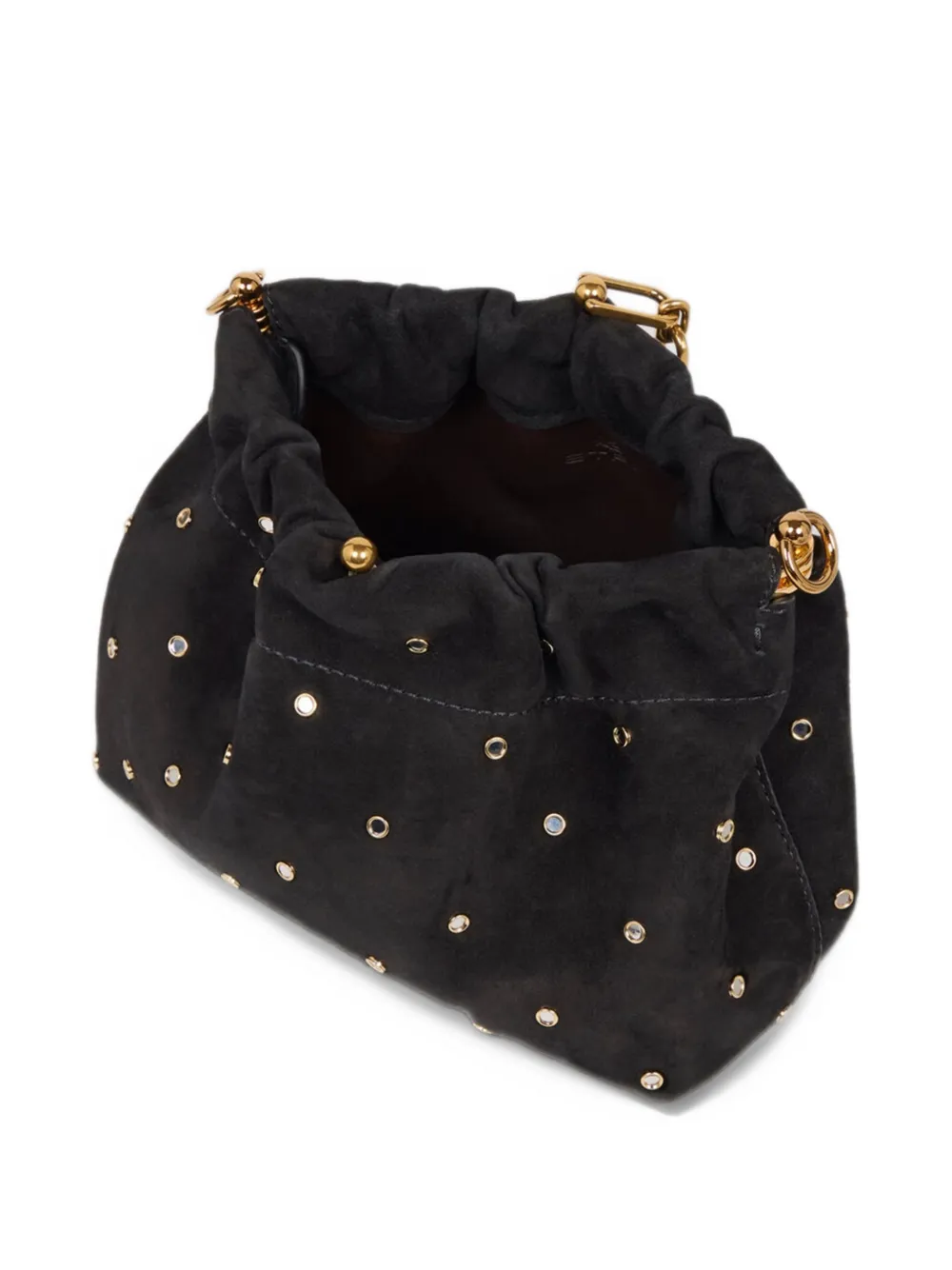 ETRO small Vela Blossom bag in suede with jewel studs Zwart