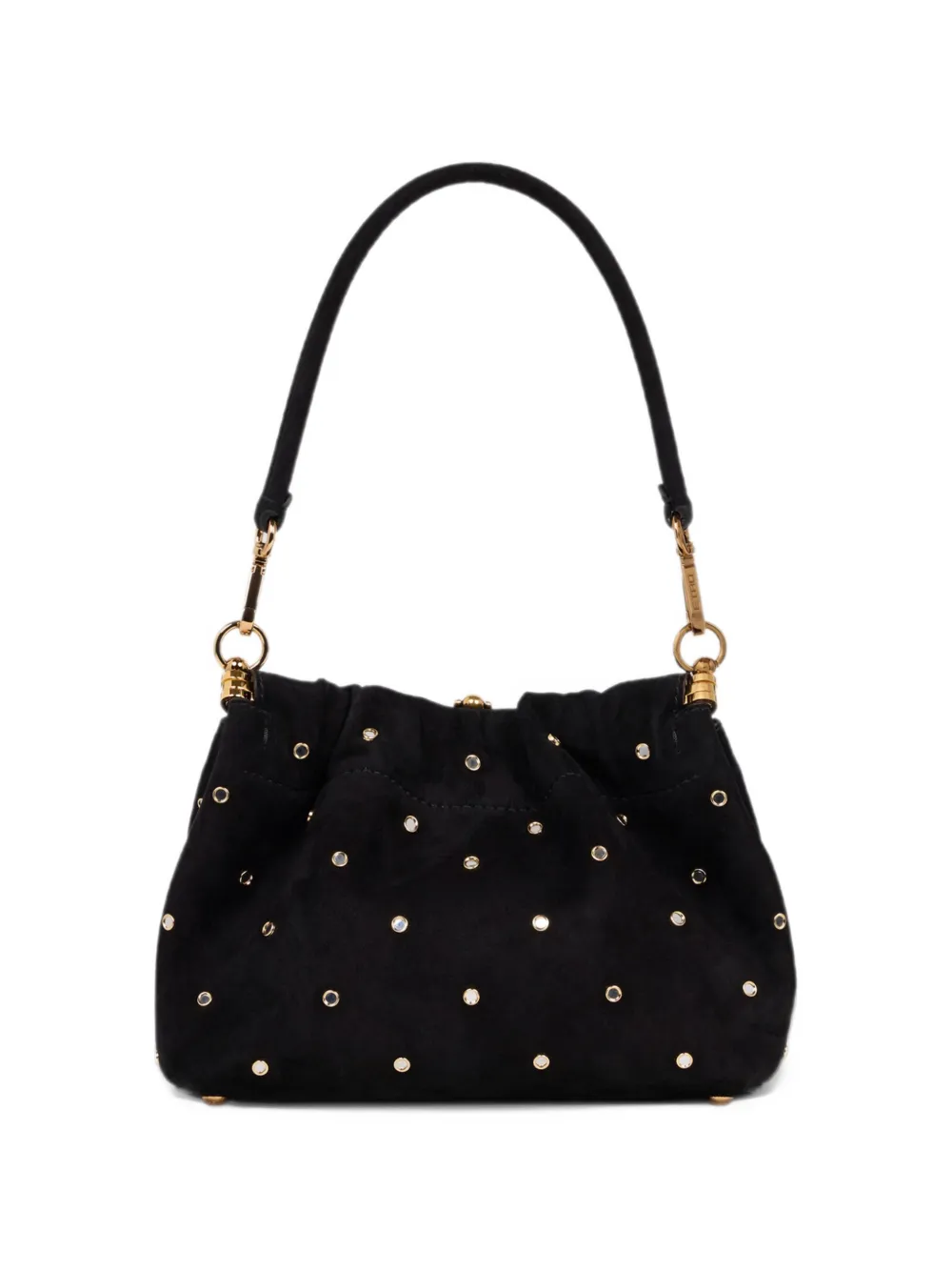 ETRO small Vela Blossom bag in suede with jewel studs Zwart