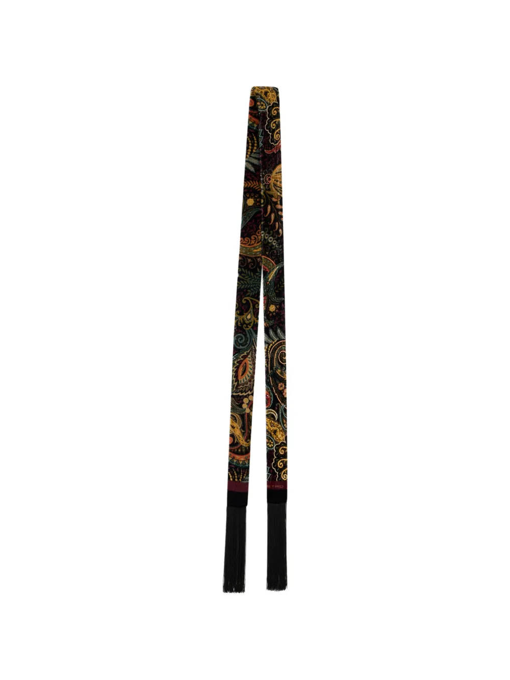 ETRO velvet Paisleyina belt with beads and fringing - Nero