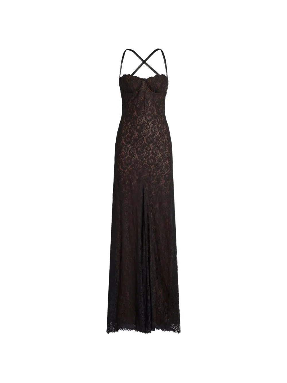 ETRO long floral lace dress Zwart