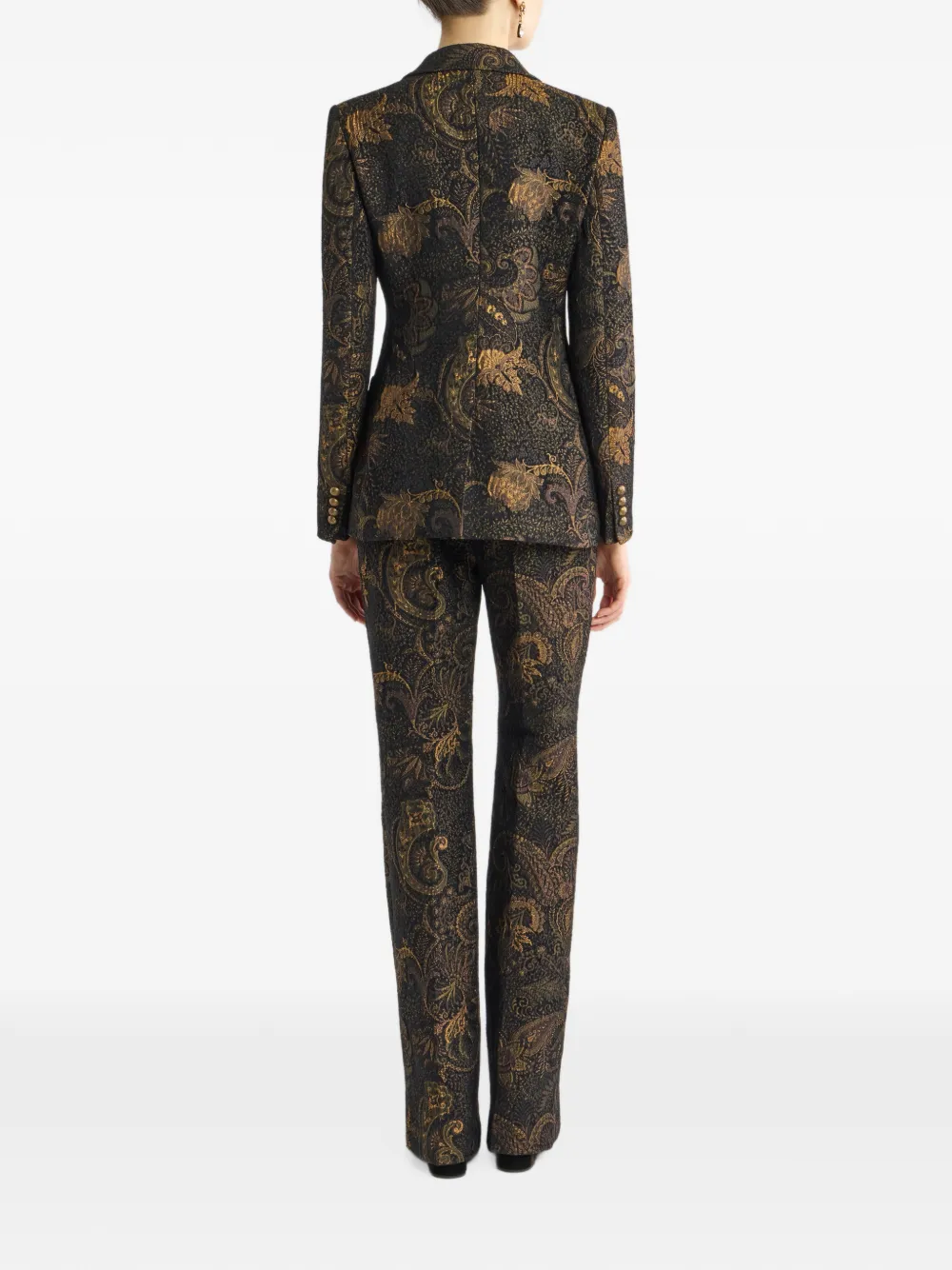 ETRO single-breasted chenille-jacquard jacket with floral-paisley motif Zwart