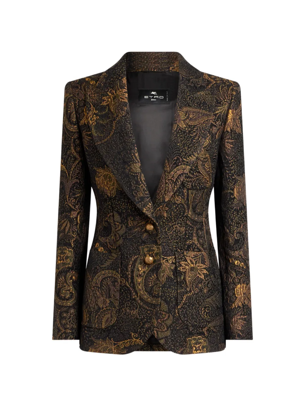 ETRO single-breasted chenille-jacquard jacket with floral-paisley motif - Black