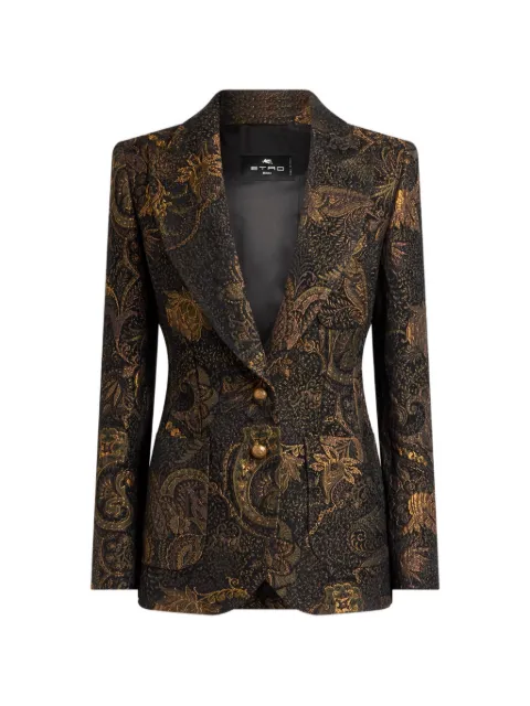 ETRO single-breasted chenille-jacquard jacket with floral-paisley motif