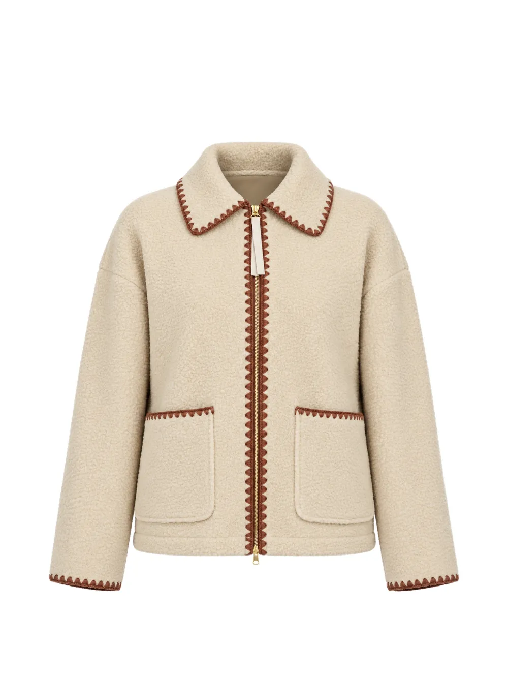 Varley Ruiko whipstitch-trim jacket Beige