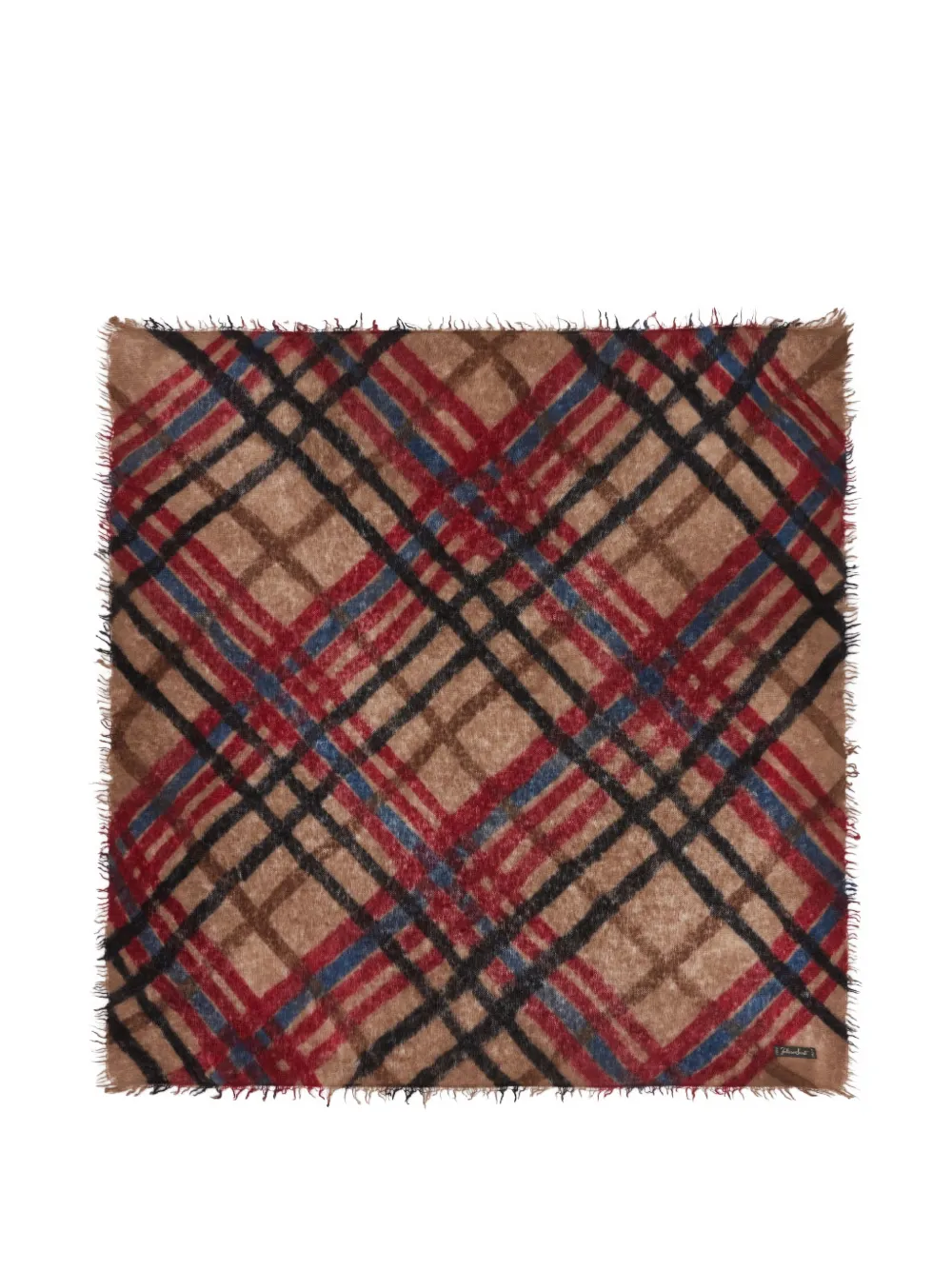 Faliero Sarti Cosimo check-pattern frayed scarf Beige