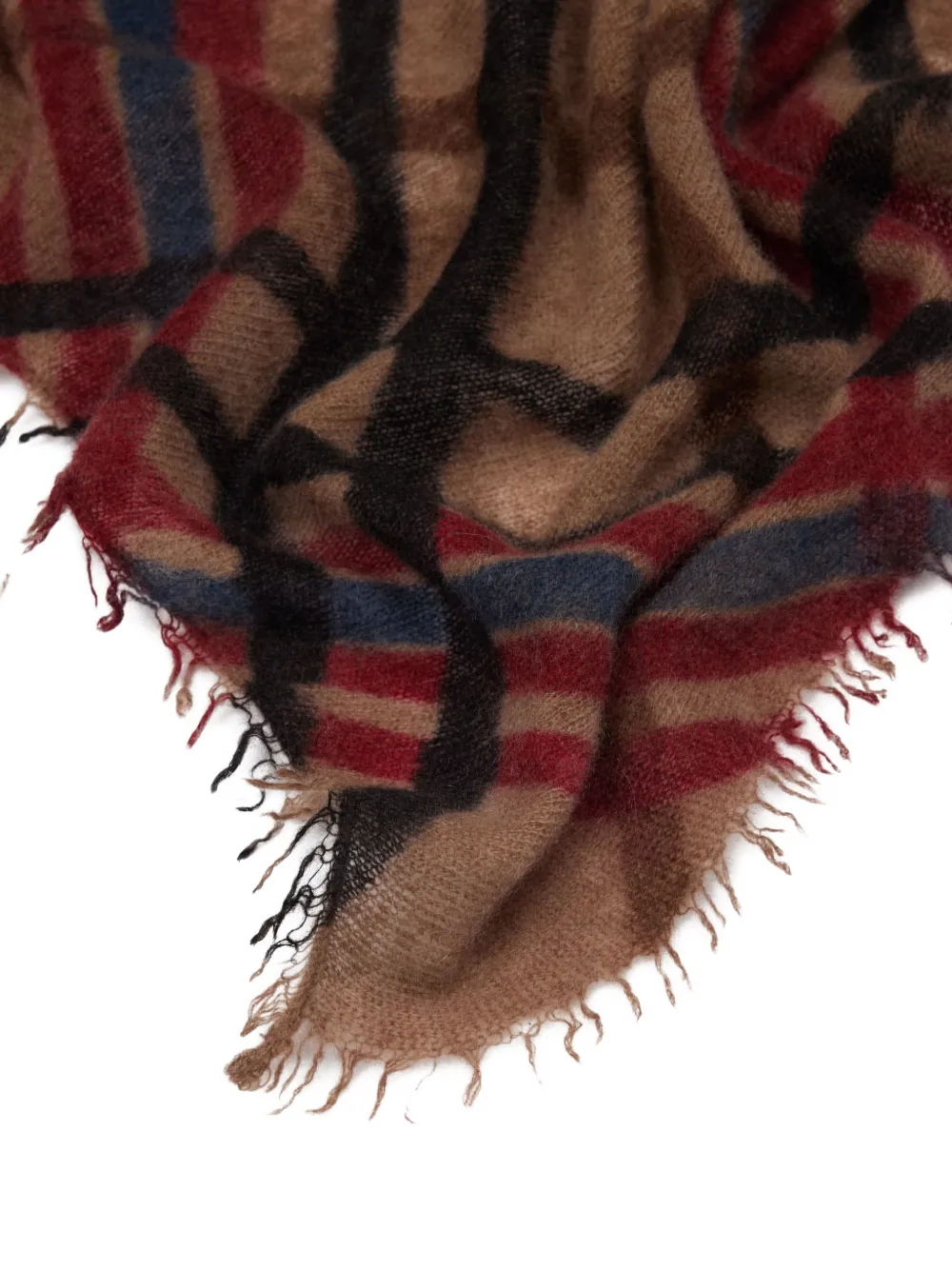 Faliero Sarti Cosimo check-pattern frayed scarf Beige