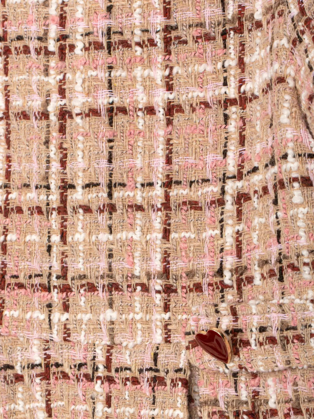 Patachou heart-motif tweed dress Beige
