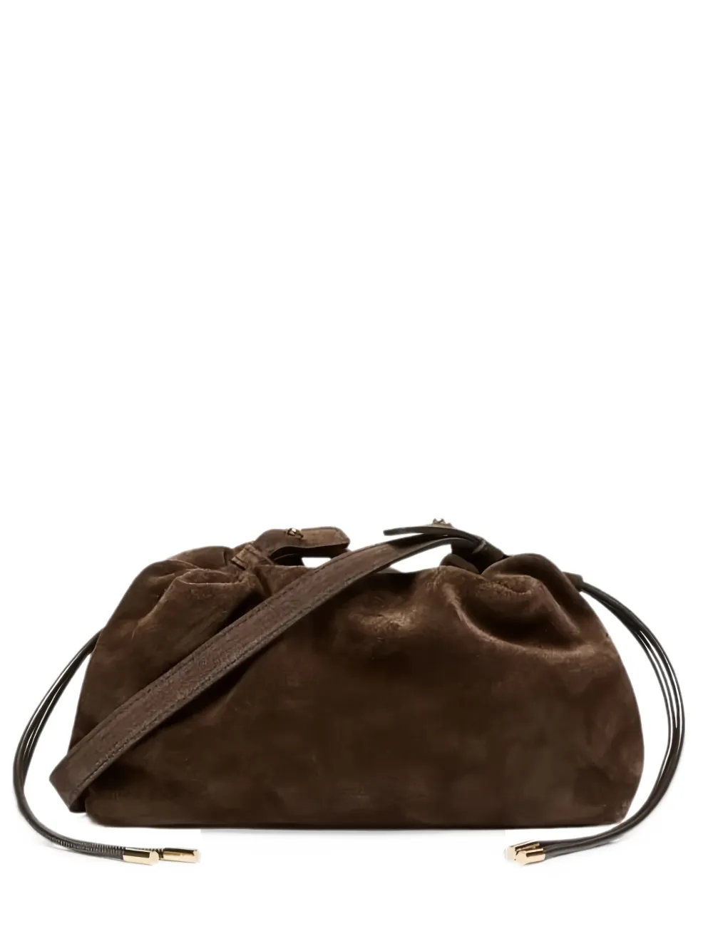 Marella ruched suede shoulder bag - Marrone