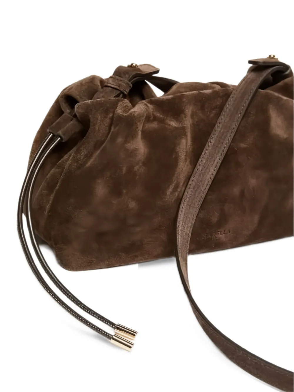 Marella ruched suede shoulder bag Bruin