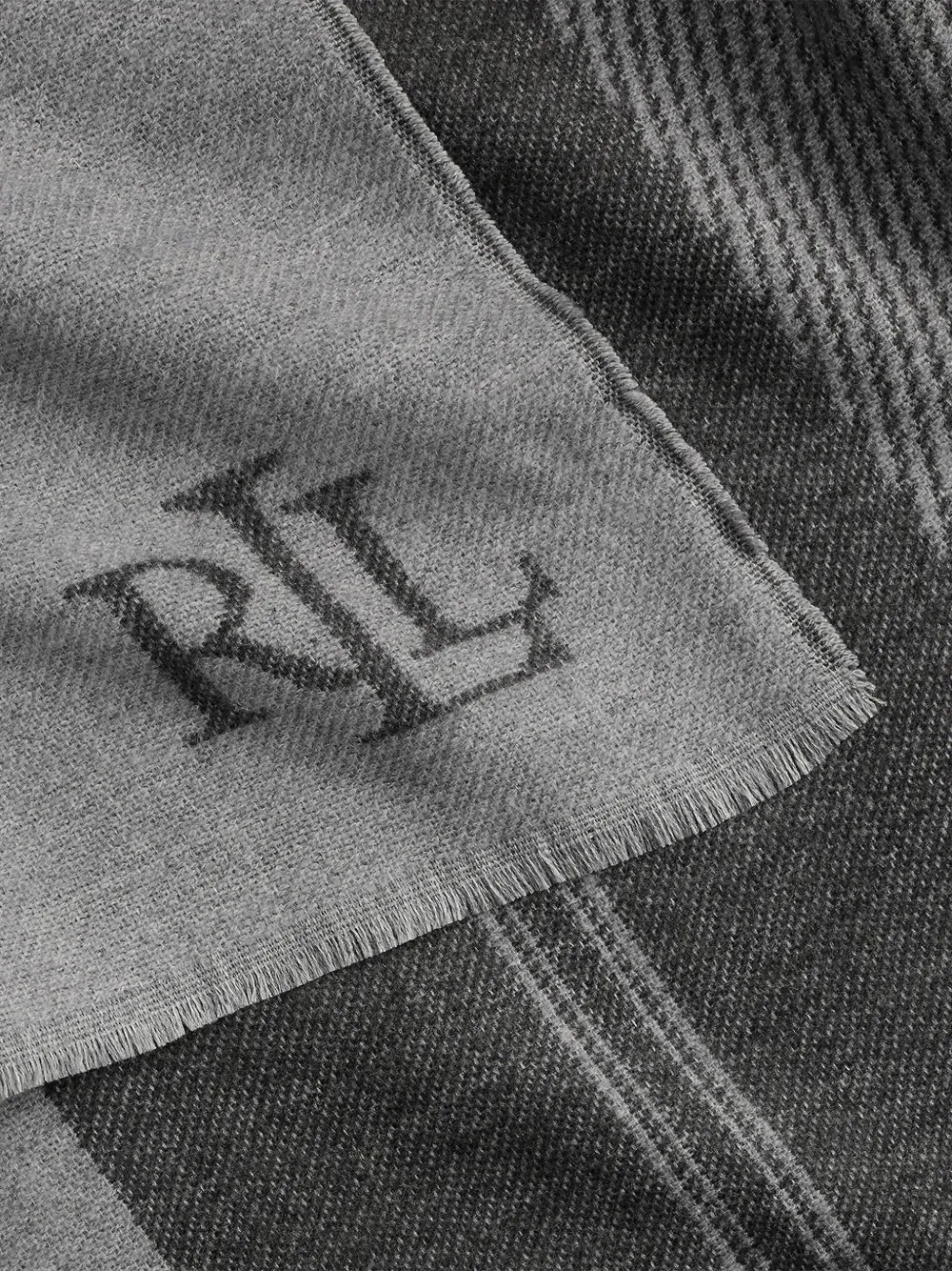 Lauren Ralph Lauren equestrian-print frayed scarf Grijs