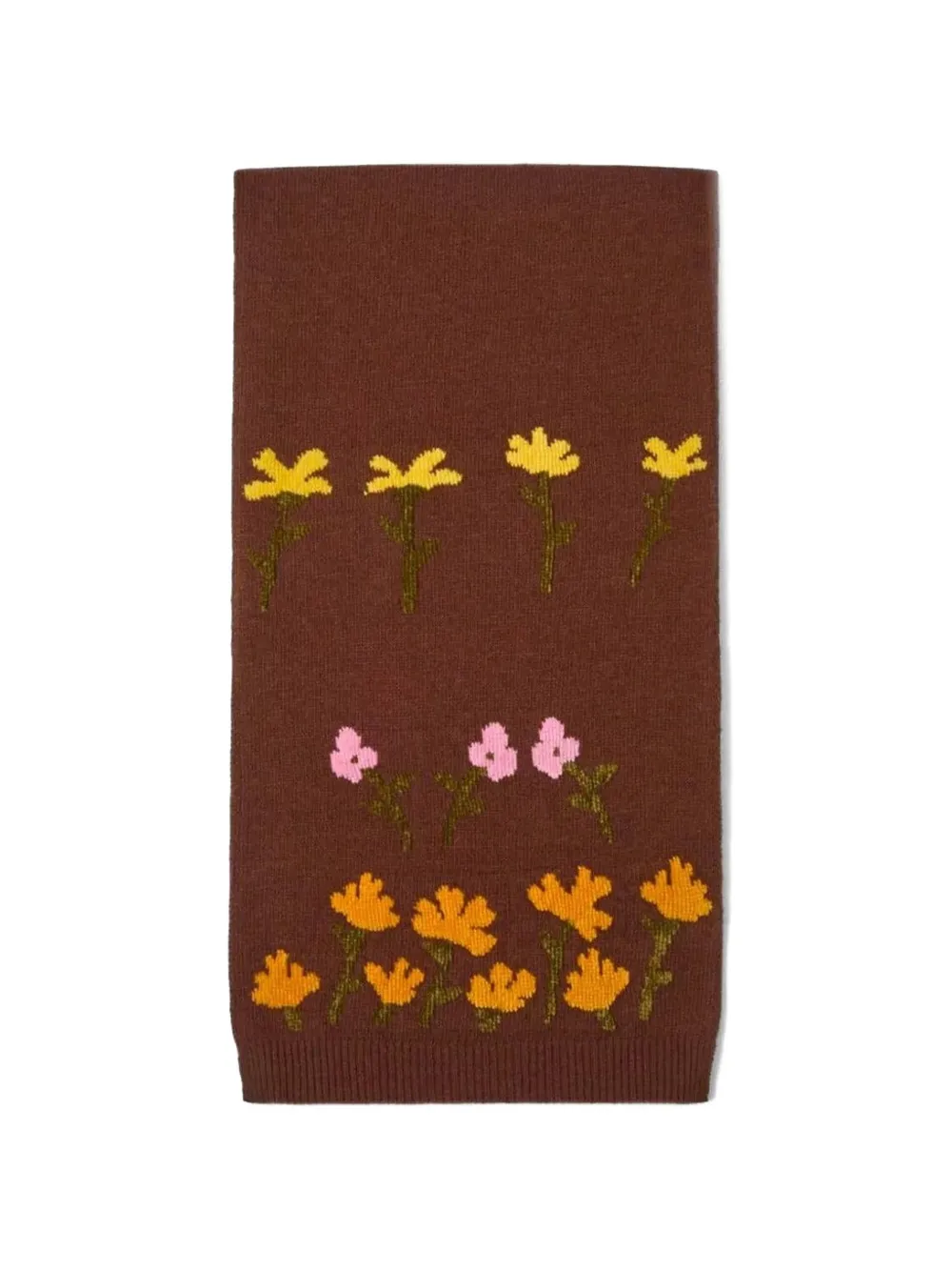 I BLUES floral-intarsia knitted scarf - Marrone