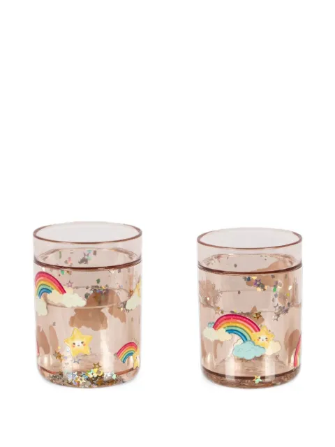 Konges Sløjd rainbow-print glitter-embellished glasses (set of two)