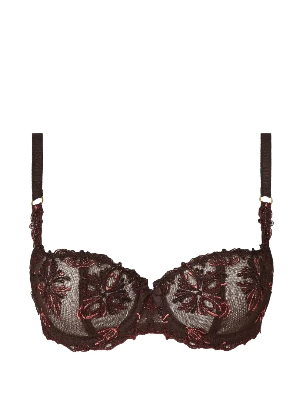 Chantelle embroidered mesh bra - Marrone