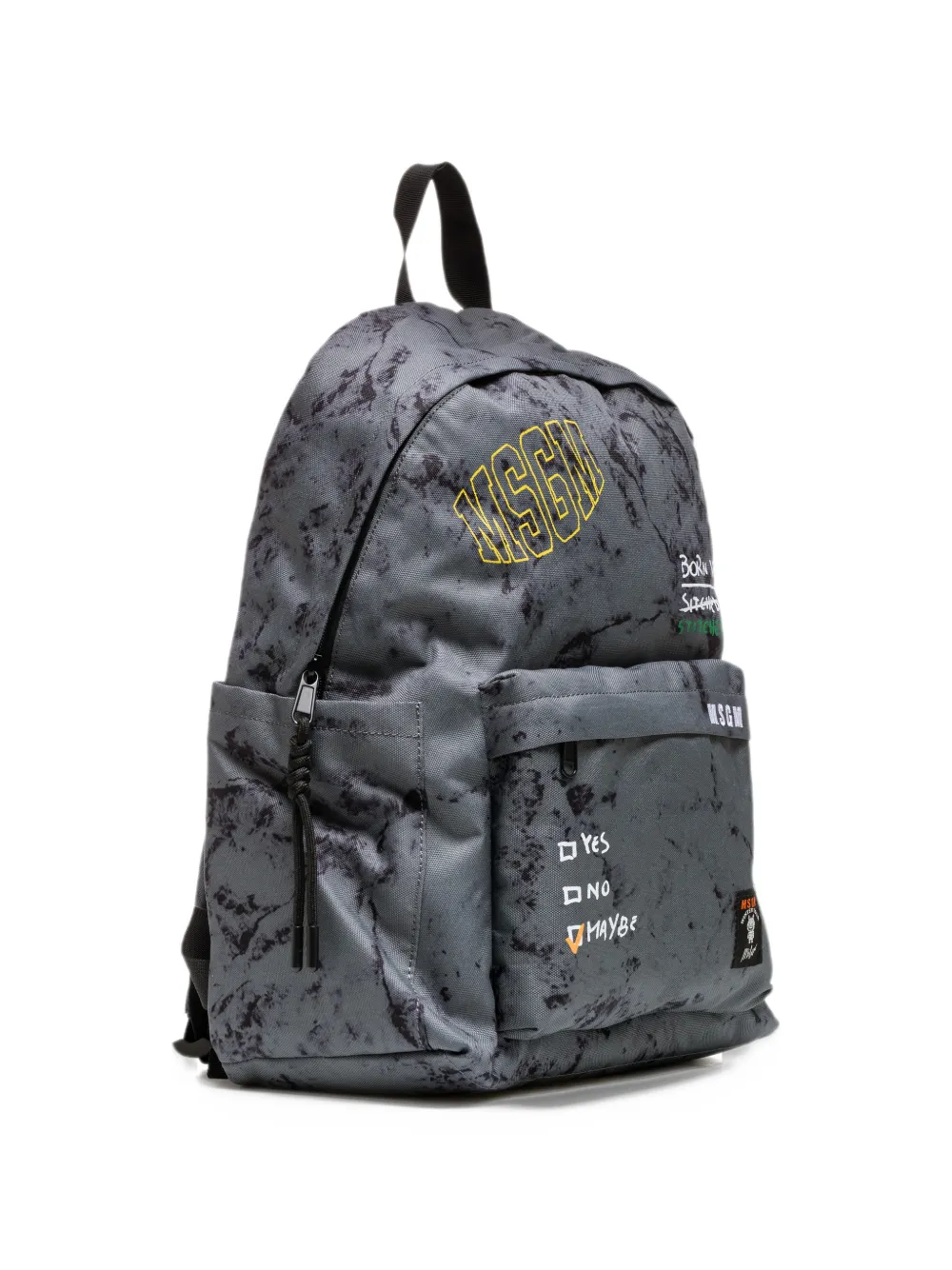 MSGM Kids acid-wash logo-print backpack Grijs