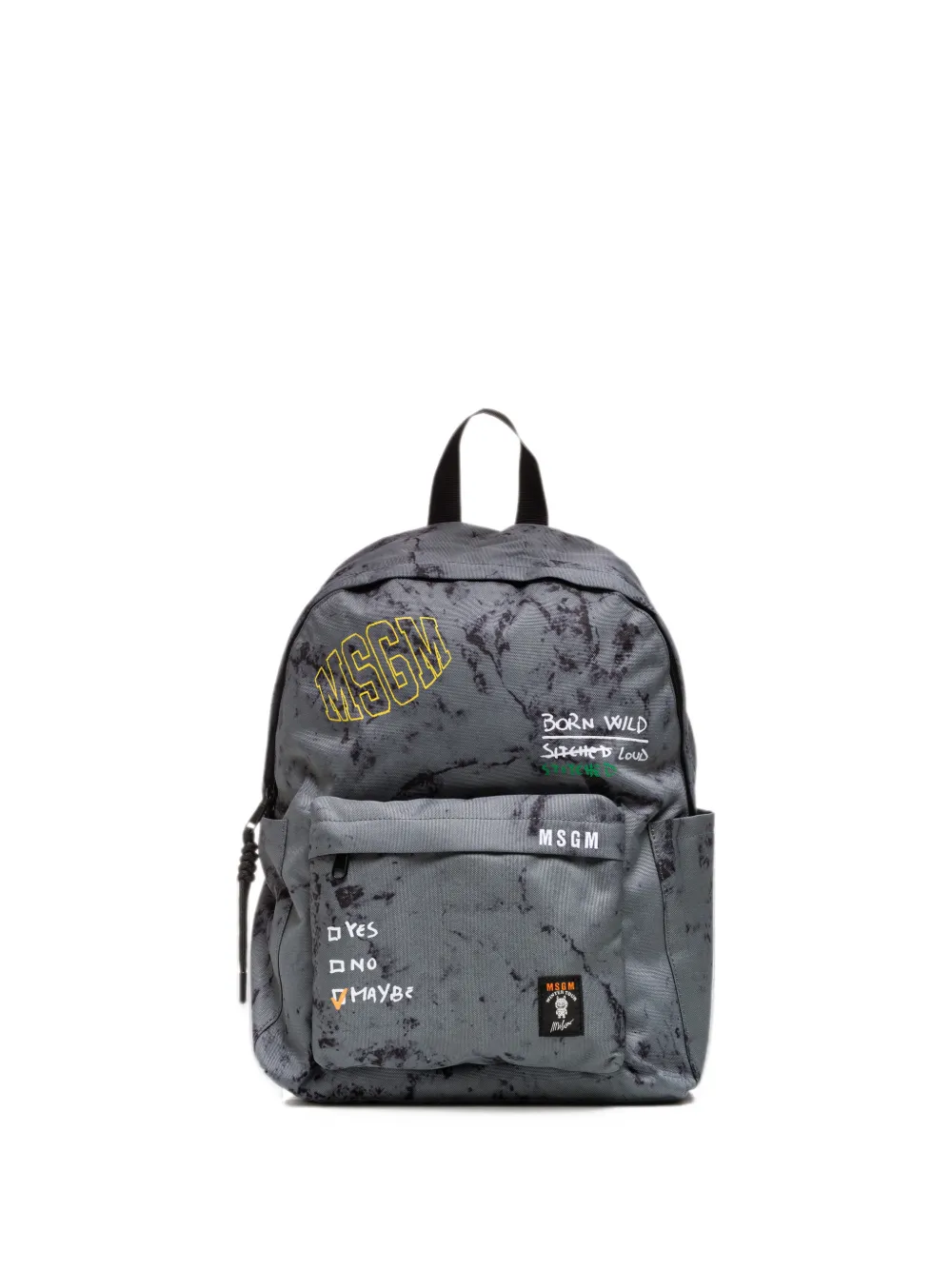 MSGM Kids acid-wash logo-print backpack - Grigio