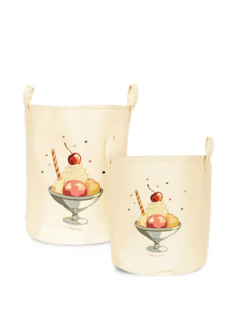 Konges Sløjd toy-storage ice-cream-print canvas bags (set of two)
