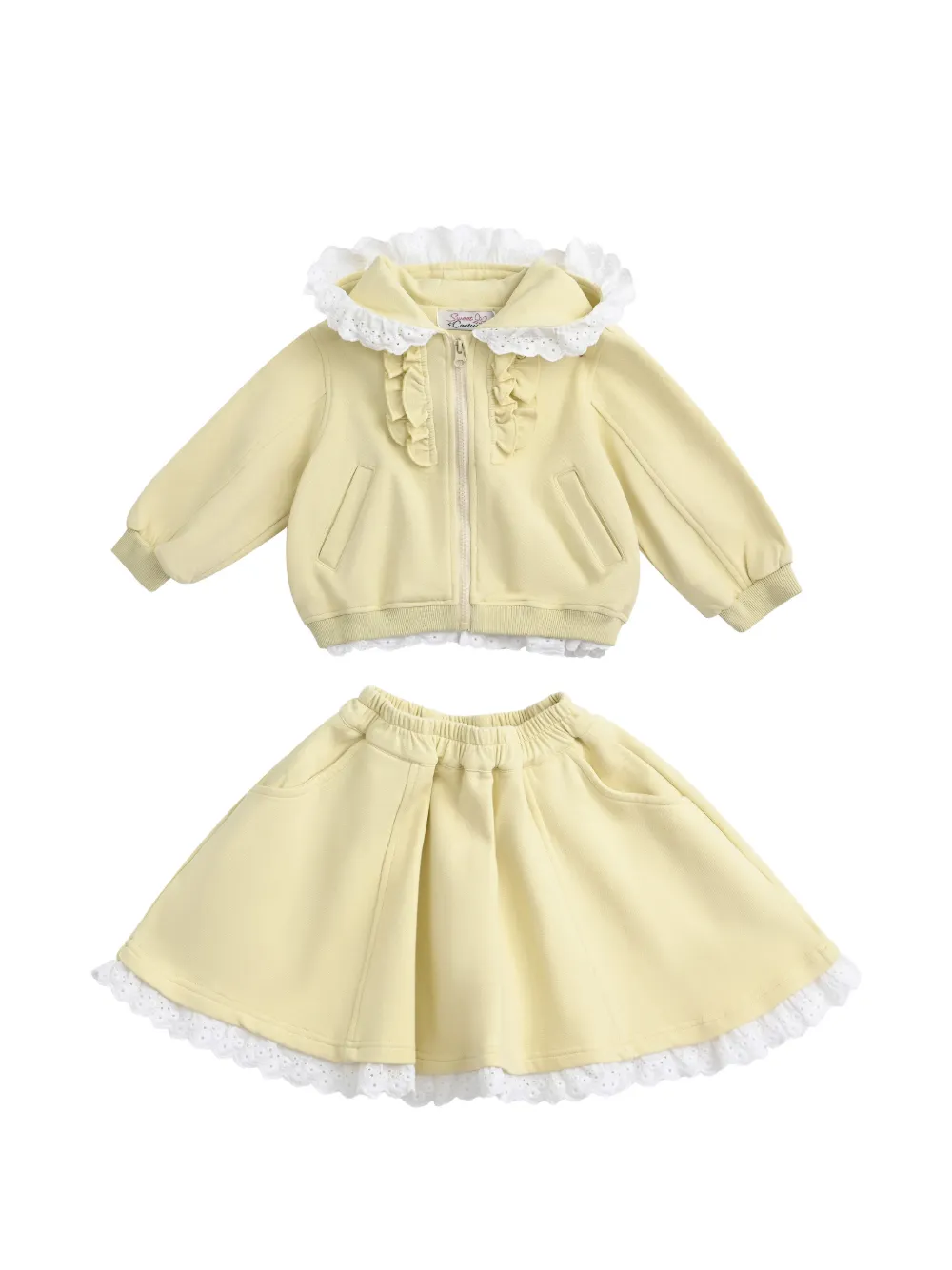 Sweet Cactus ruffled lace-trim skirt set - Giallo
