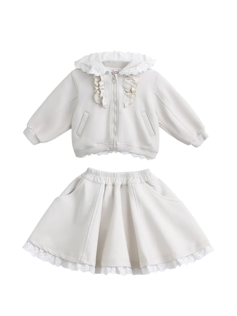 Sweet Cactus ruffle-trimmed casual skirt set (set of two) - Toni neutri
