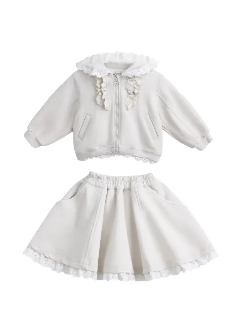 Sweet Cactus ruffle-trimmed casual skirt set (set of two)